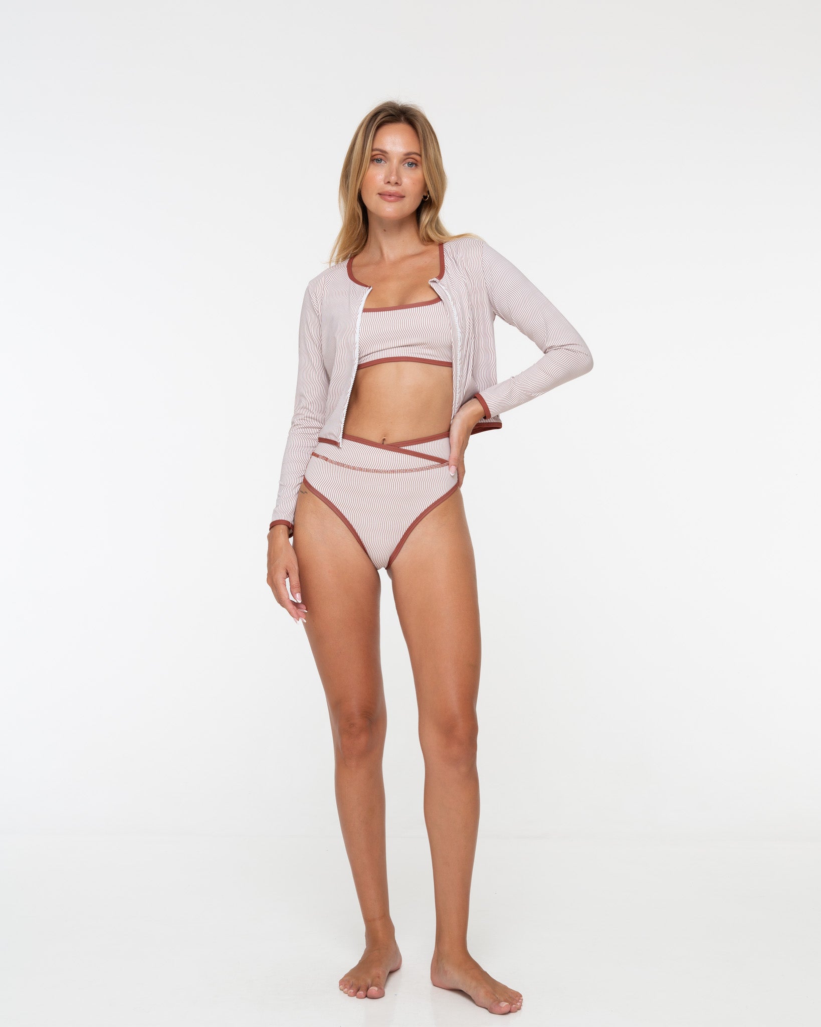 Front Zip Rash Guard in Banda Lines | Noserider – Noserider Surf Club