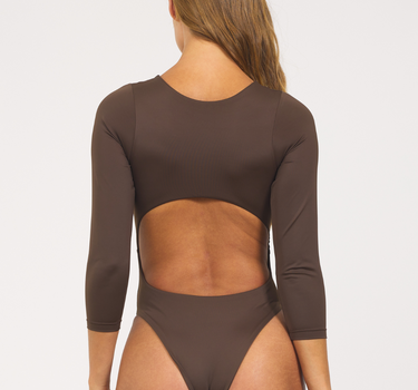 Classic Long-Sleeve Surf Suit in Espresso Brown