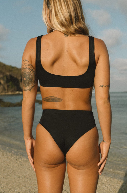 Noserider Surf Bikini Bottom in Black
