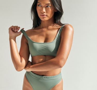 Noserider Surf Bikini Top in Sage Green